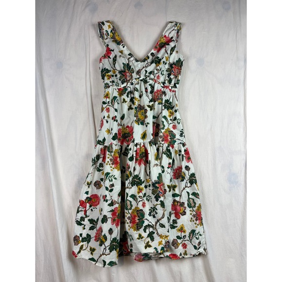Melonie T Dresses & Skirts - Melonie T Floral Drop Waist Tiered Midi Dress White Multi Cotton Blend Size‎ 4